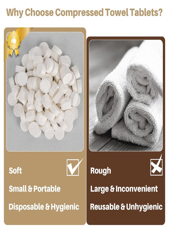 RAQEHO 100 Compressed Towel Tablets - Disposable Face Washcloths Fast Drying Lightweight for Adult Camping Hiking Facial Mini Makeup Wipe Coin Tissues Travel Hotel Cleaning Supplies - Image 3